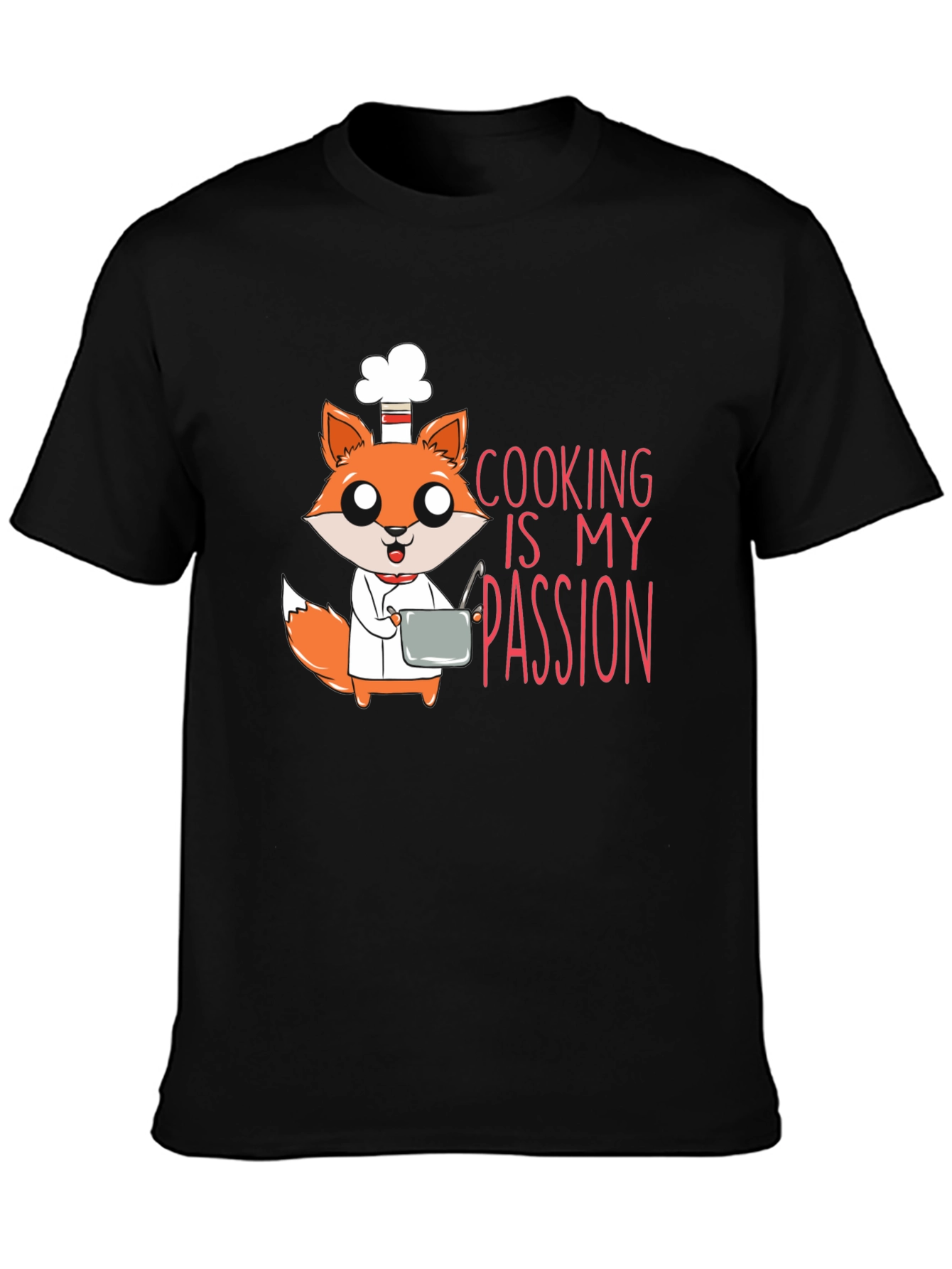 Black Chef Fox T-Shirt - Cooking Is My Passion view 3