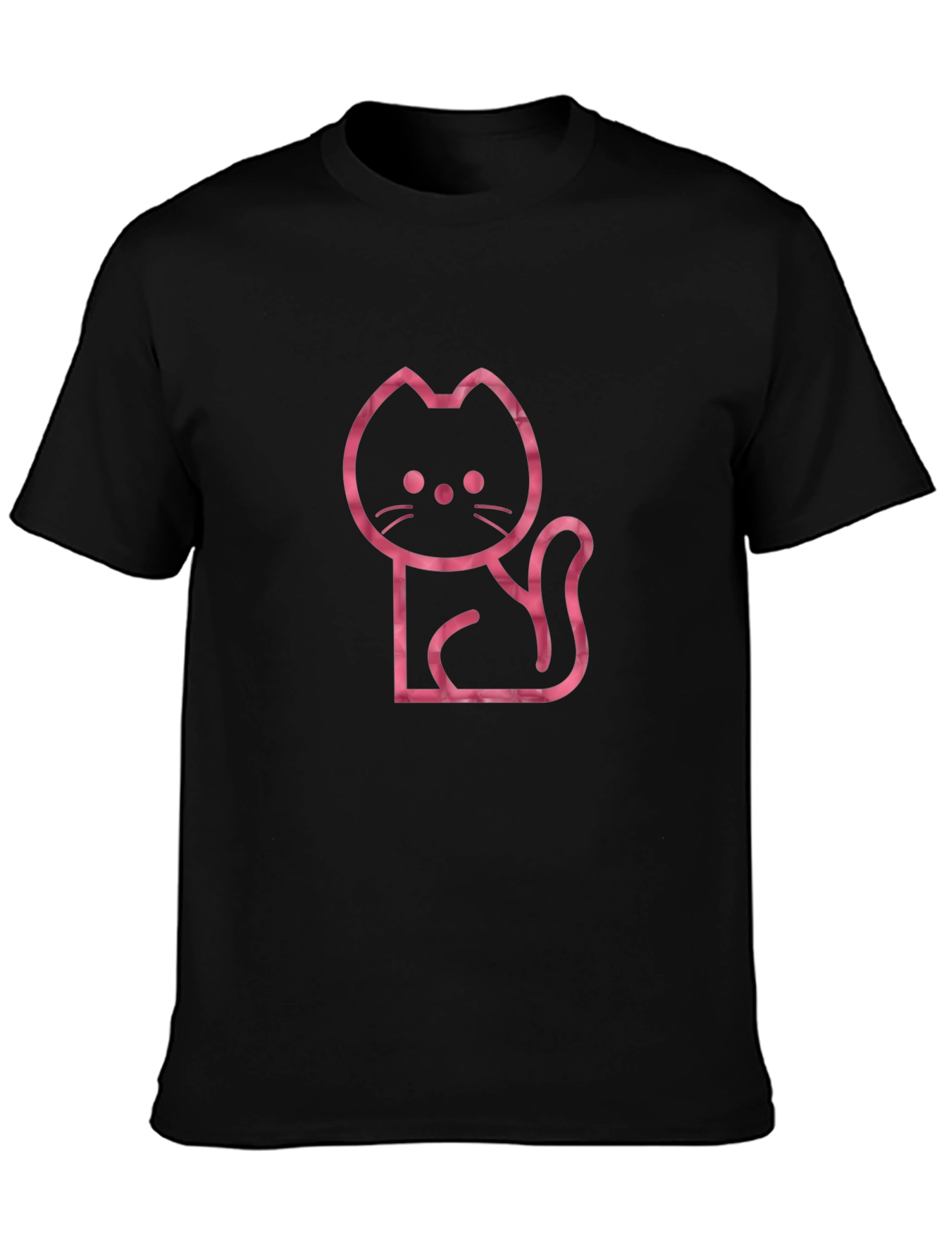 Black Cool Cat Outline Graphic Tee - Black view 3