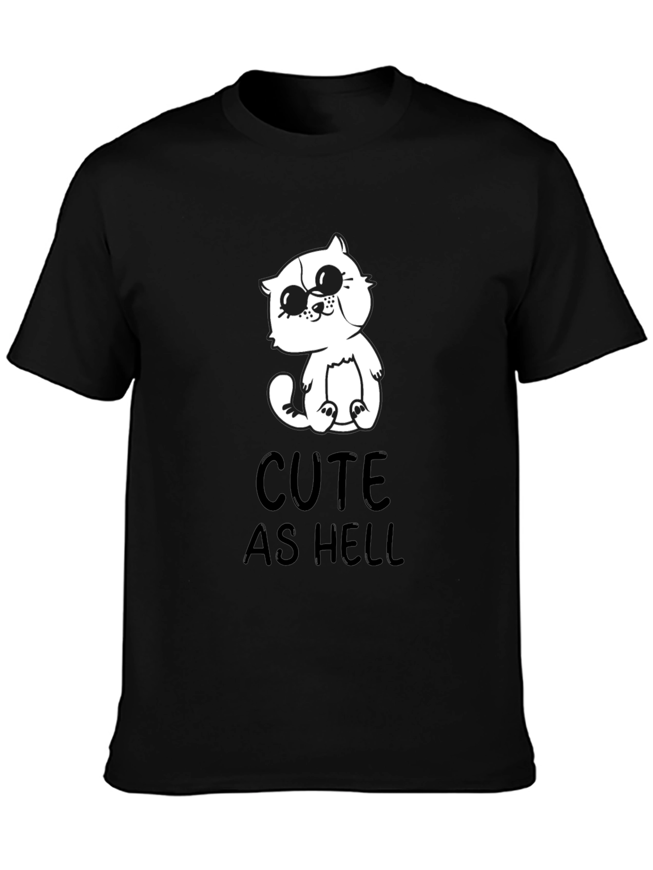 Black Cute As Hell Cat Graphic T-Shirt - Black view 3