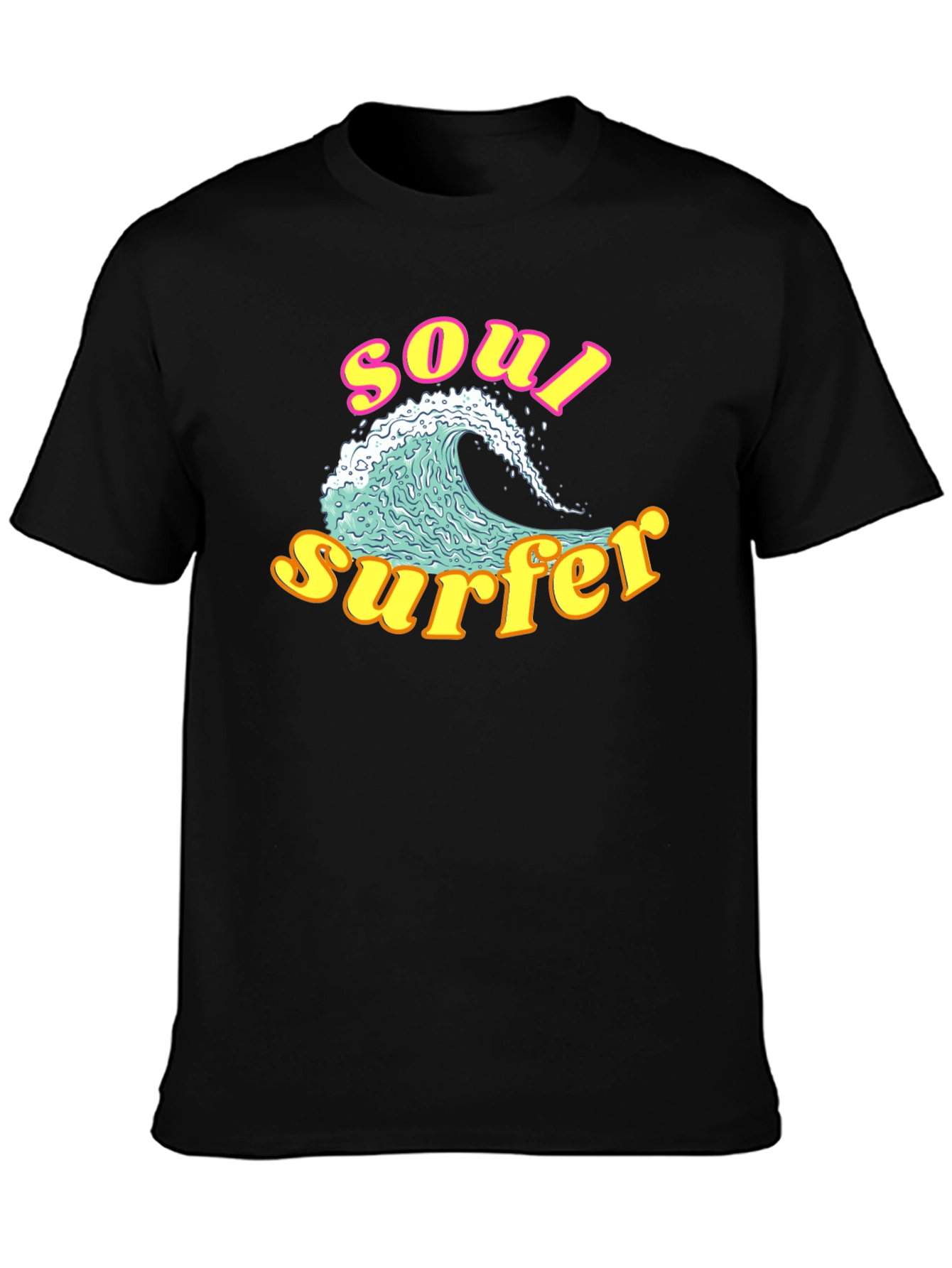 Black Soul Surfer Graphic Tee - Retro Wave Design view 3