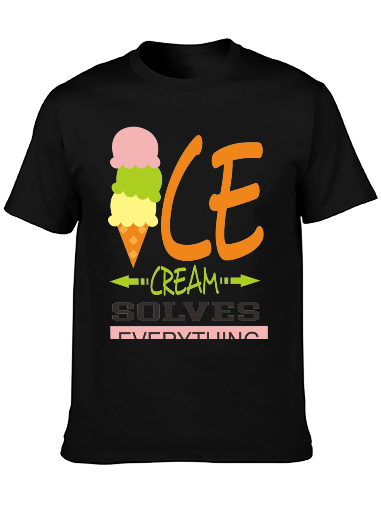 Black Ice Cream Solves Everything Graphic Tee view 3