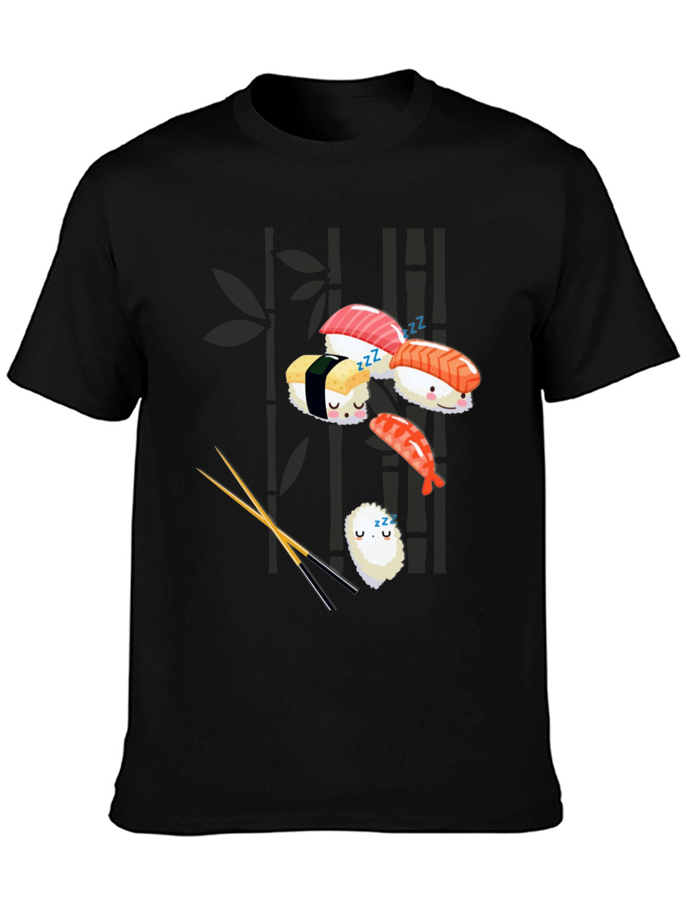 Black Sushi Nap T-Shirt: Cute & Comfy Japanese Food Tee view 3