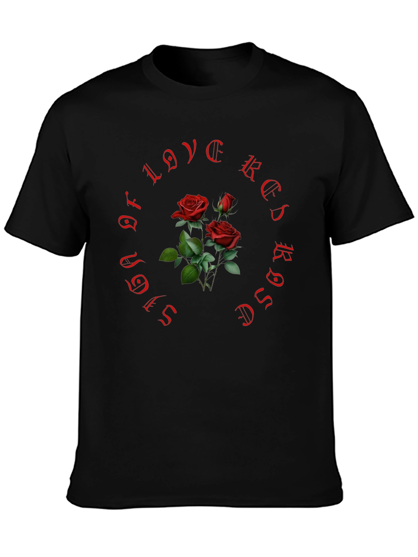 Black Red Roses of Love Black T-Shirt view 3