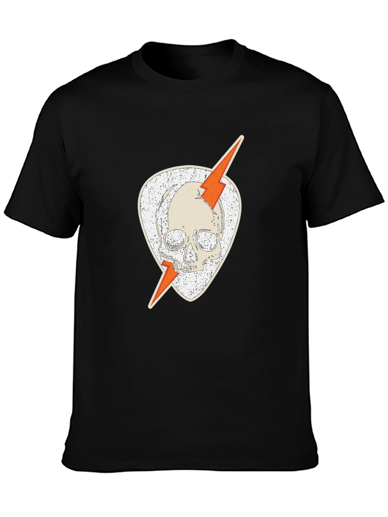 Black Skull & Lightning Black Graphic Tee view 3