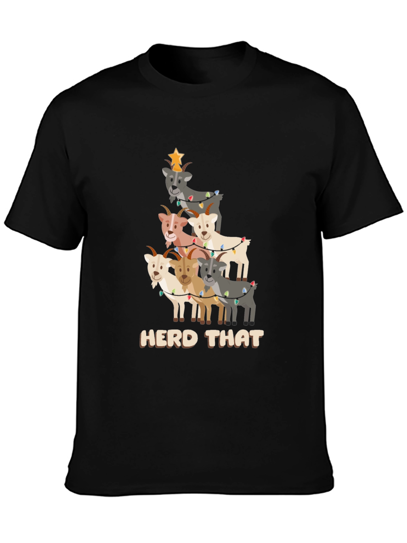 Black Herd That Christmas Goat T-Shirt view 3