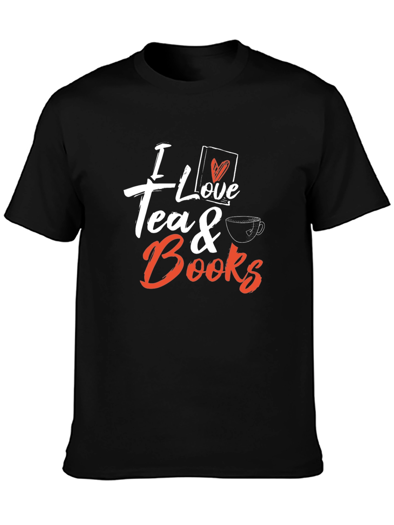 Black I Love Tea & Books Graphic T-Shirt view 3