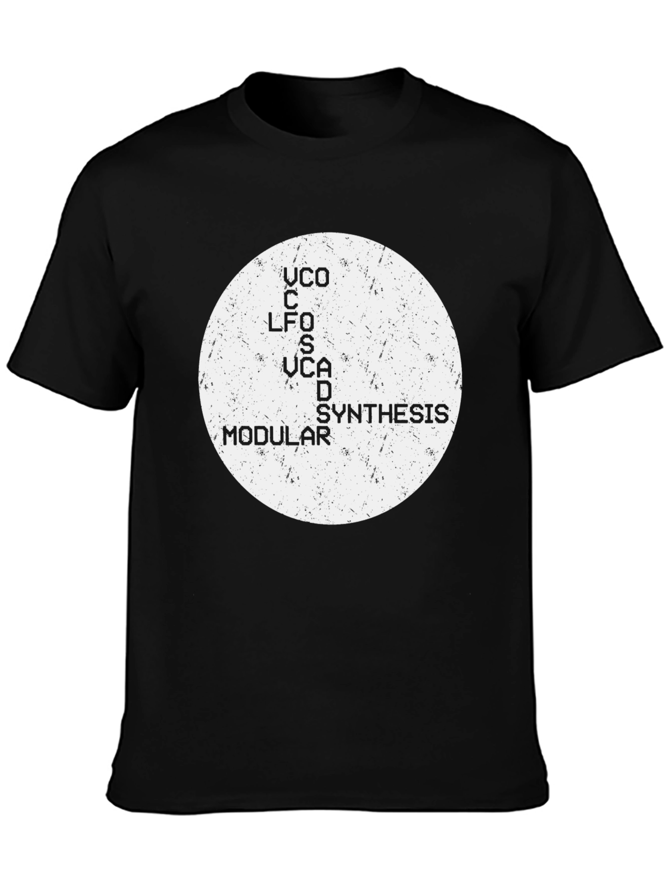 Black Modular Synth Black T-Shirt - Cool Audio Tee view 3