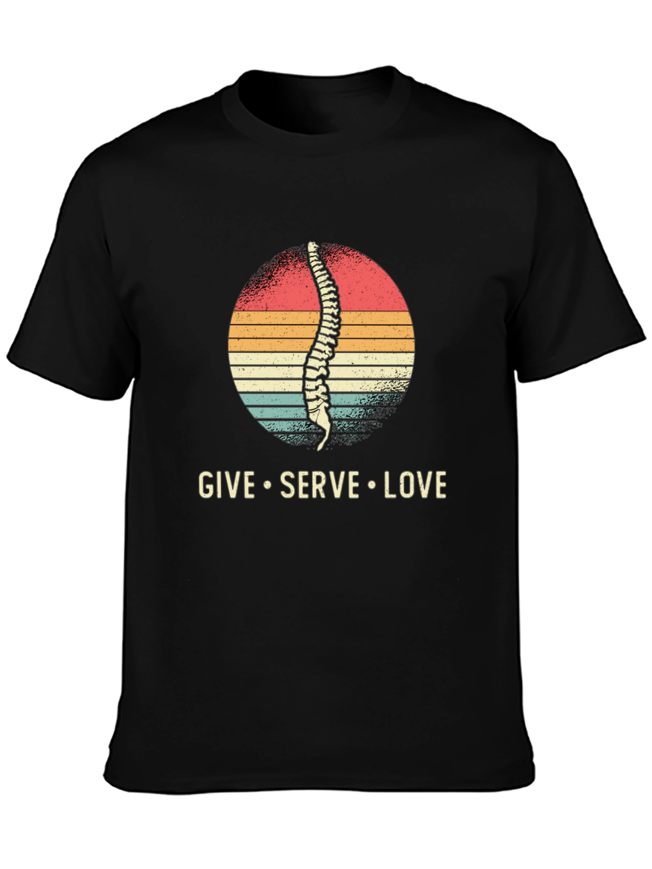 Black Chiropractor T-Shirt - Spine Give Serve Love view 3