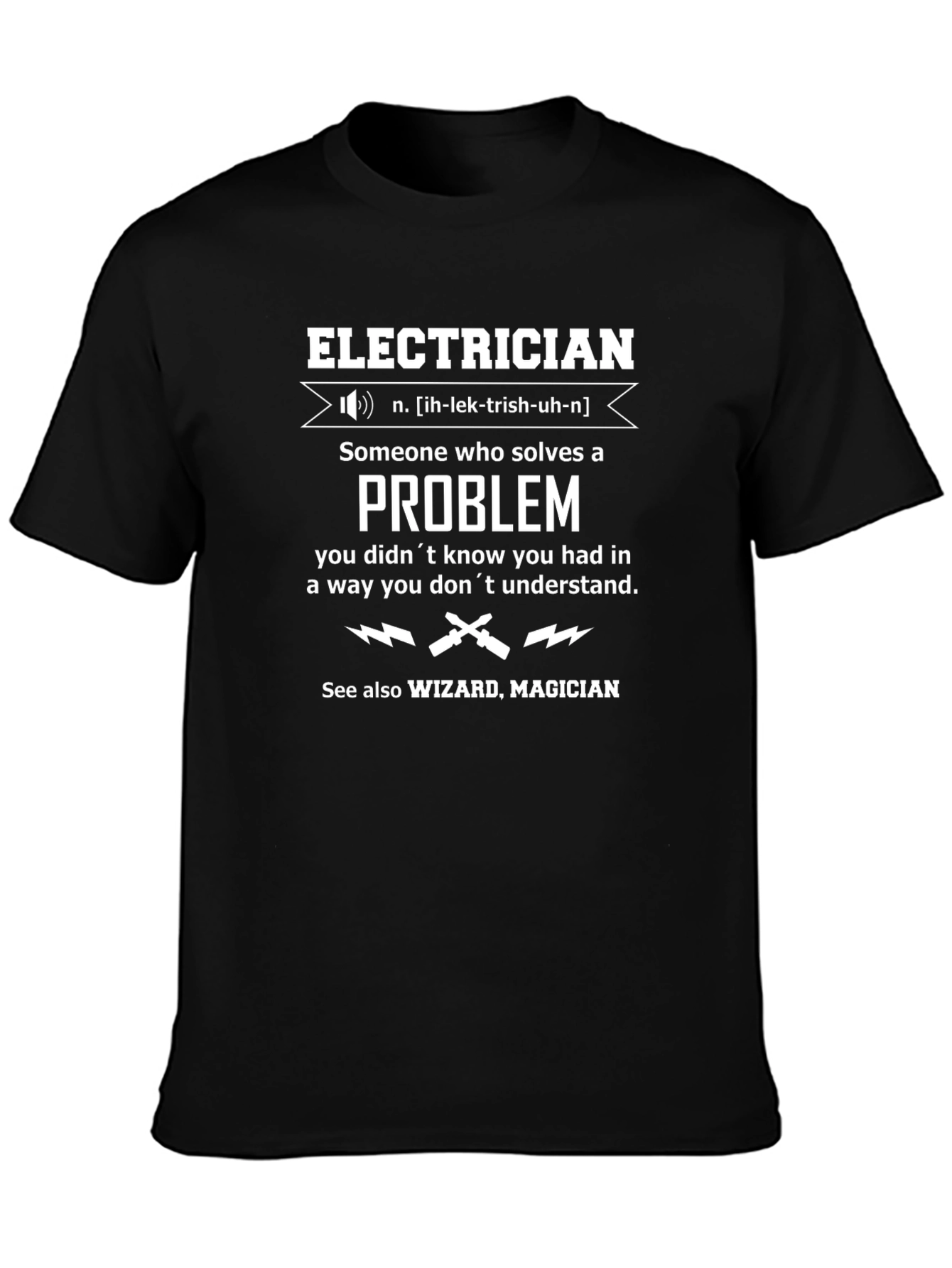 Black Electrician Definition T-Shirt - Funny Gift view 3