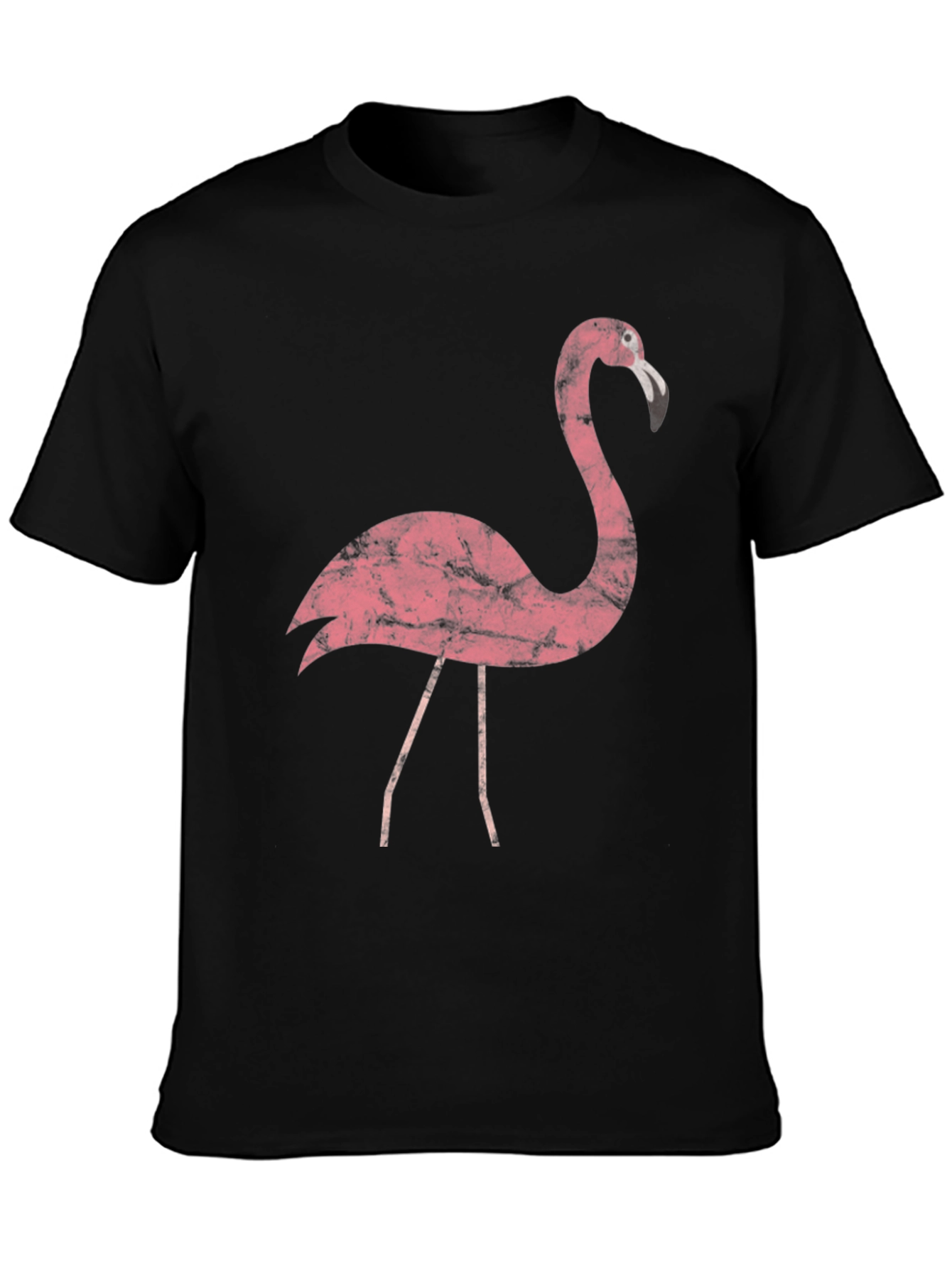 Black Vintage Flamingo Graphic Tee - Black Cotton T-Shirt view 3