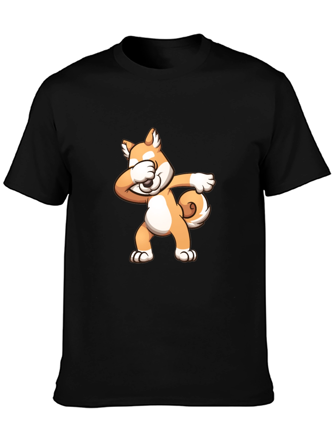 Black Dabbing Shiba Inu Black T-Shirt view 3