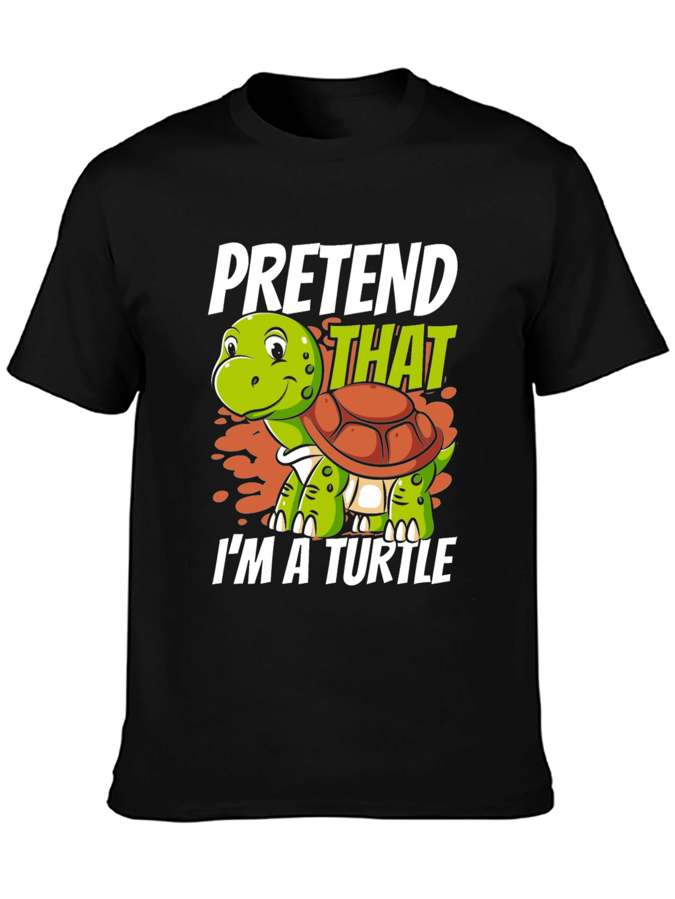 Black Pretend I'm a Turtle Graphic T-Shirt view 3