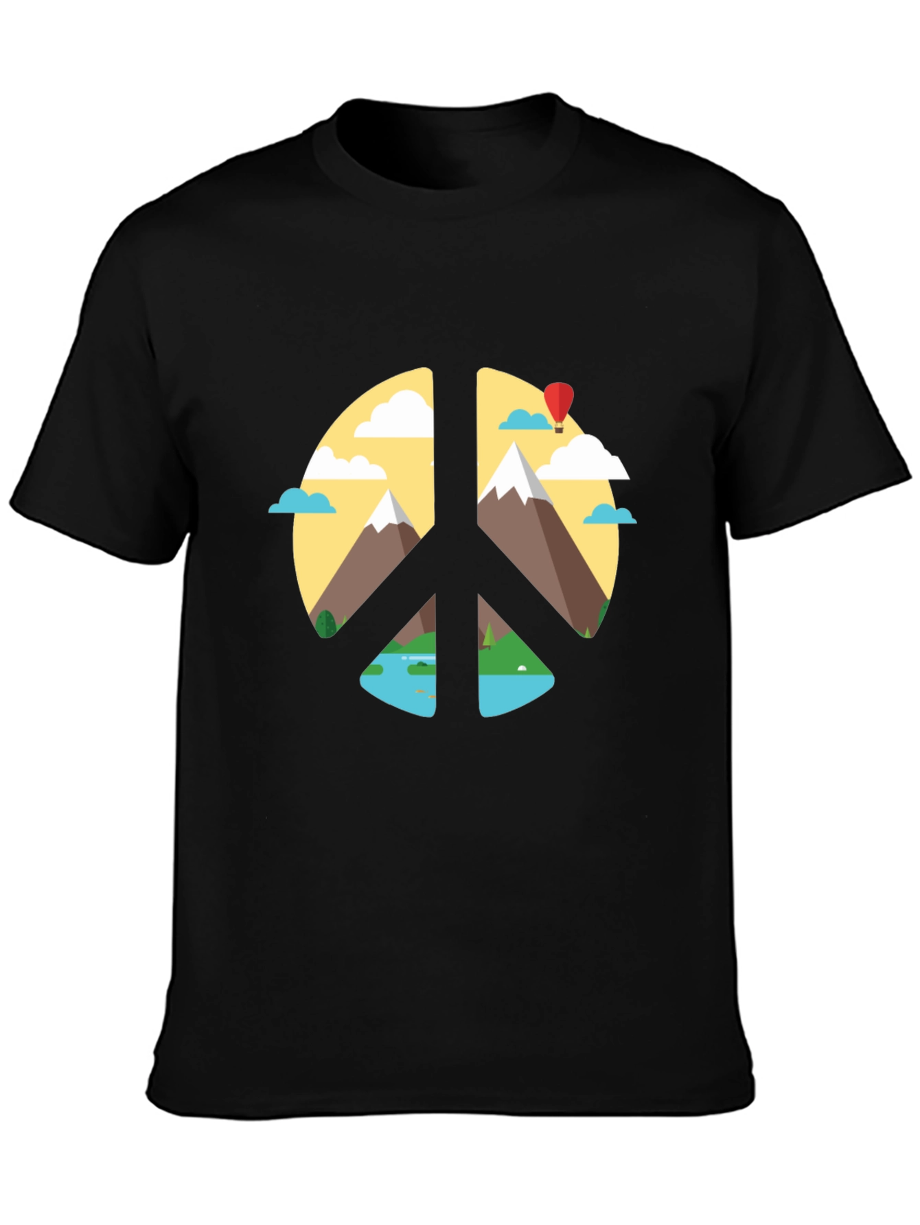 Black Peace Sign Nature Graphic T-Shirt view 3