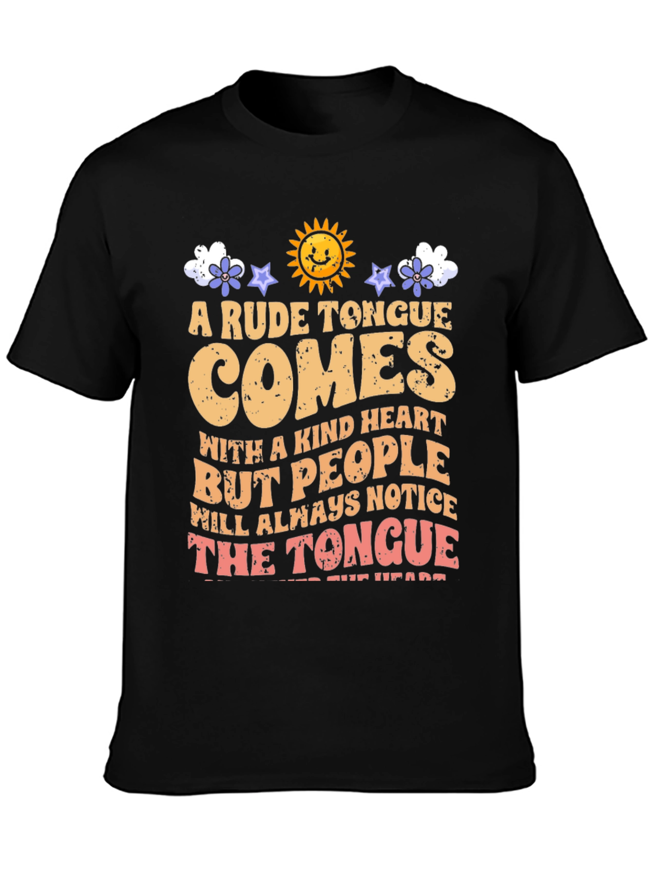 Black Rude Tongue, Kind Heart Graphic Tee view 3