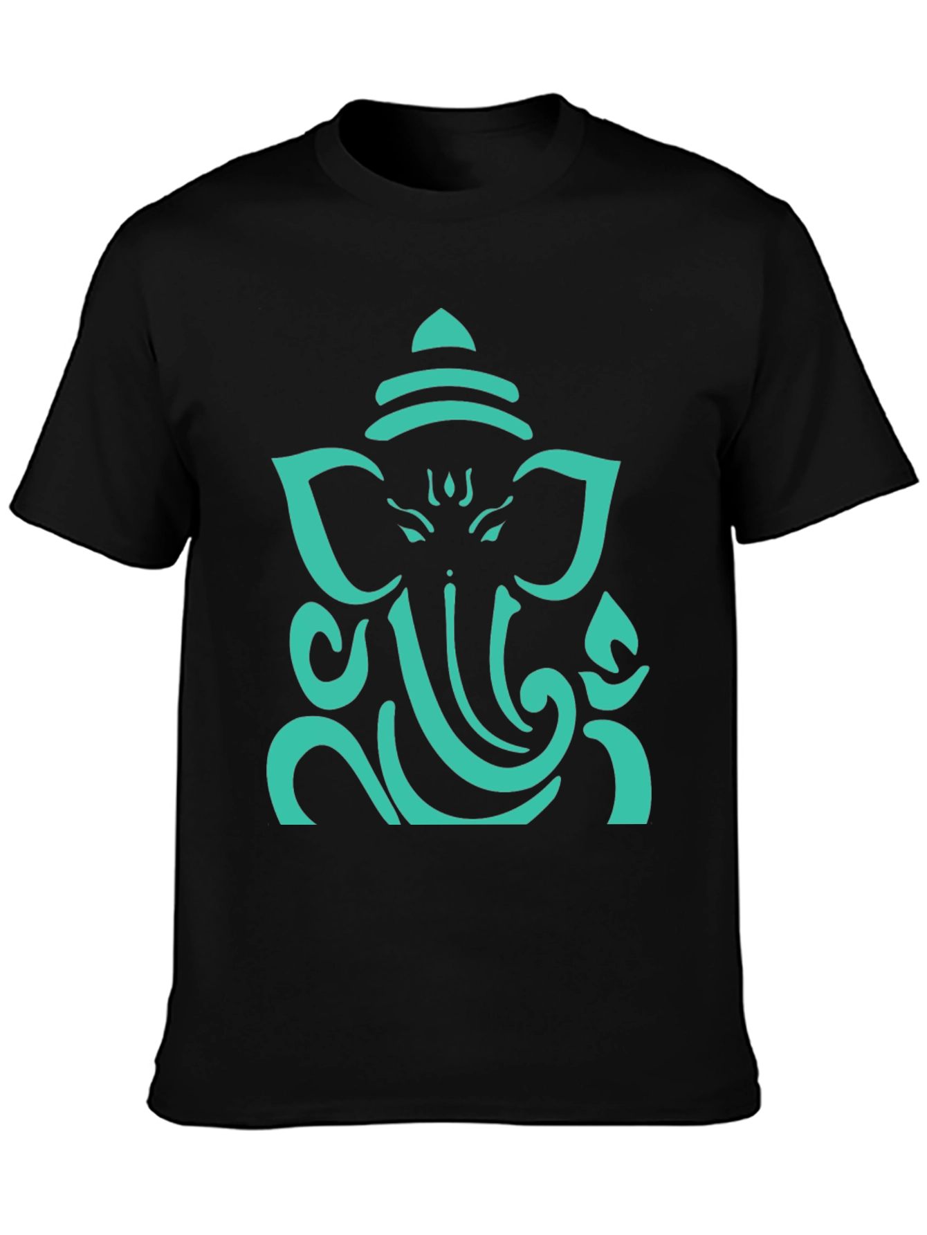 Black Ganesh Graphic Tee - Black Cotton Blend T-Shirt view 3