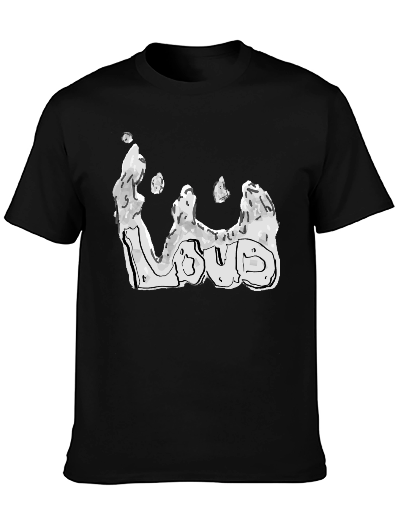 Black Abstract Loud Graphic Tee - Black Cotton Blend view 3