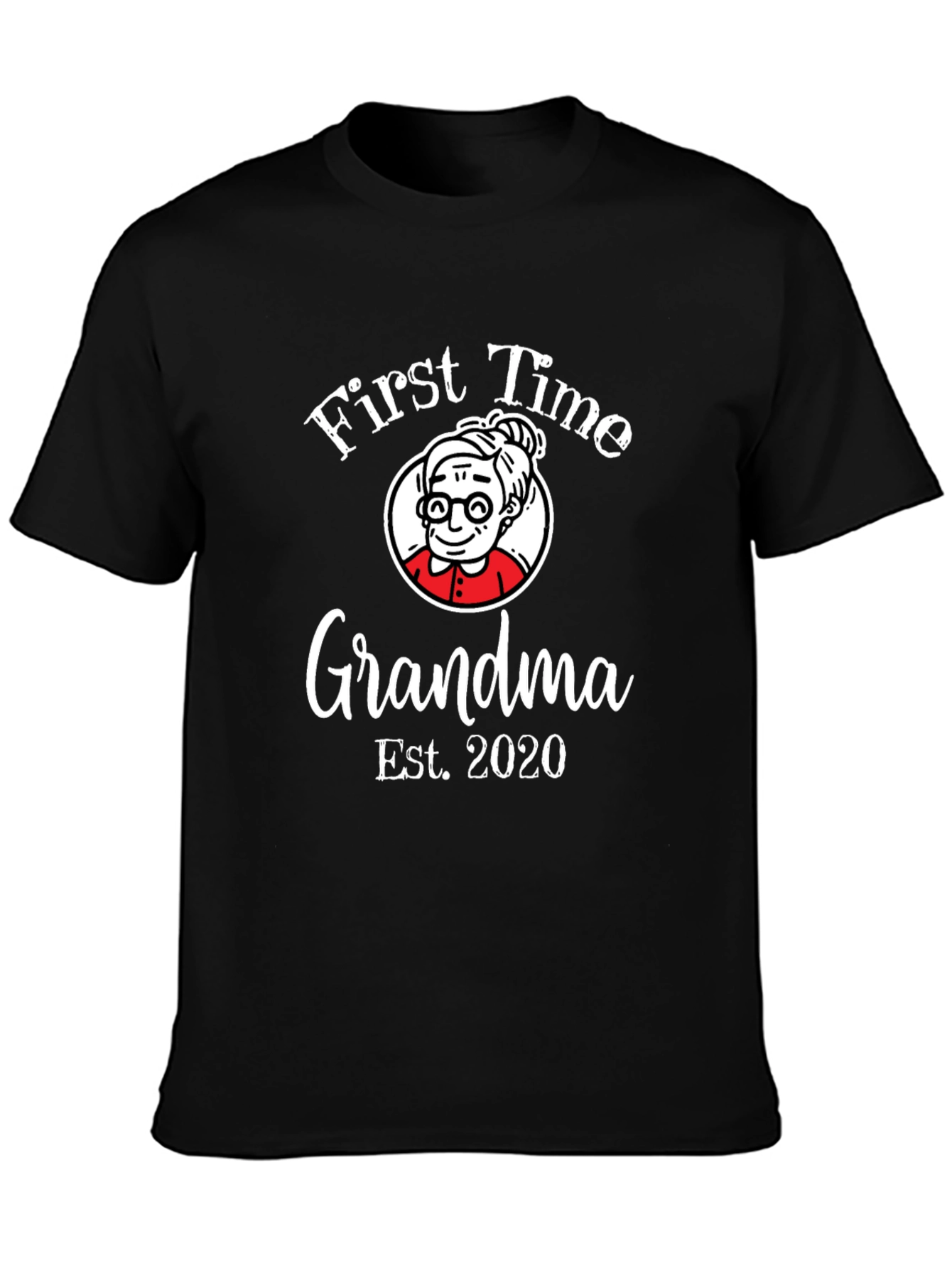 Black First Time Grandma Est. 2020 Black Graphic T-Shirt view 3