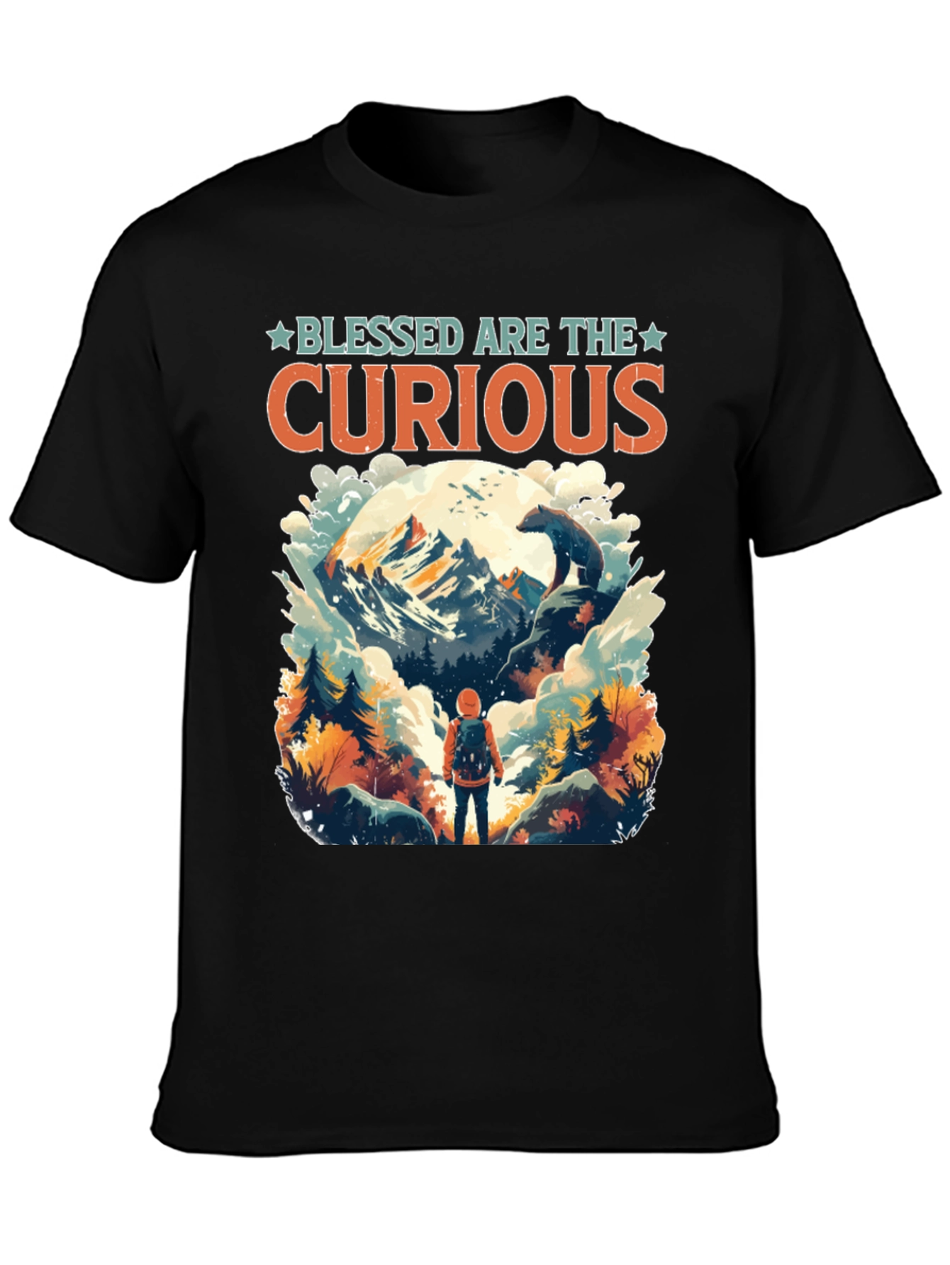 Black Blessed Are The Curious Adventure Tee view 3