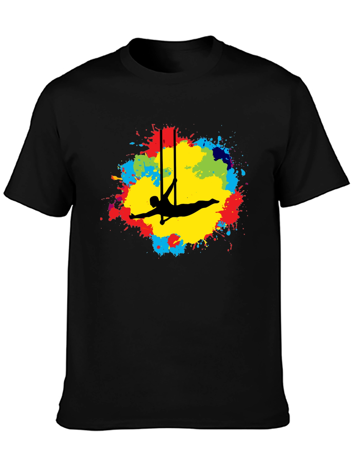 Black Aerialist Colorful Splash Black T-Shirt view 3