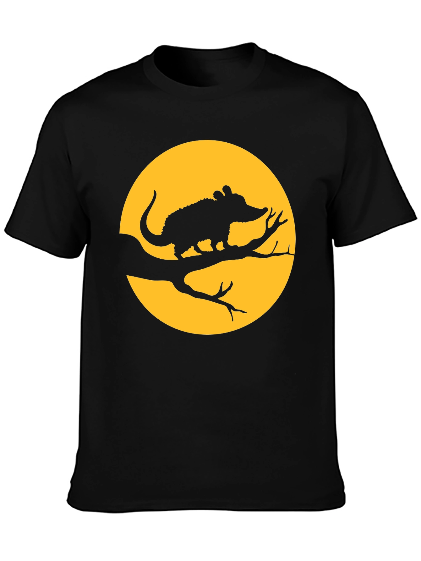Black Opossum Moon Graphic Tee - Black Cotton T-Shirt view 3