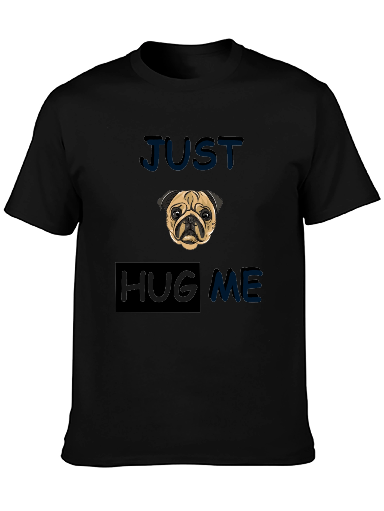 Pug 'Just Hug Me' Black T-Shirt - 3