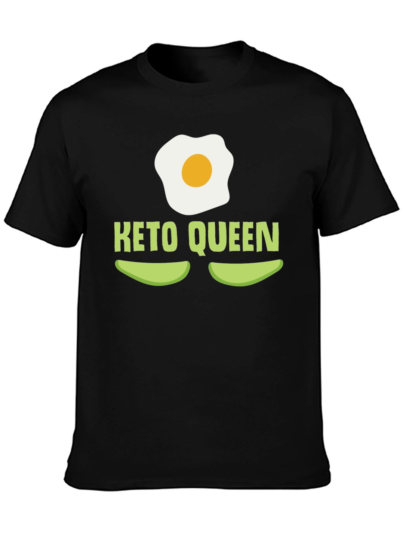 Black Keto Queen T-Shirt - Egg & Avocado Graphic Tee view 3
