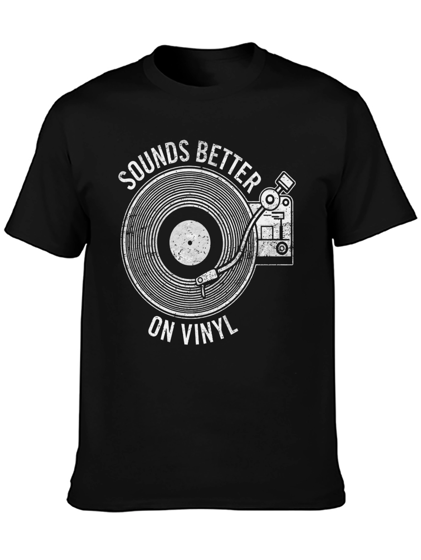 Black Sounds Better on Vinyl T-Shirt - Retro Record Player Tee view 3