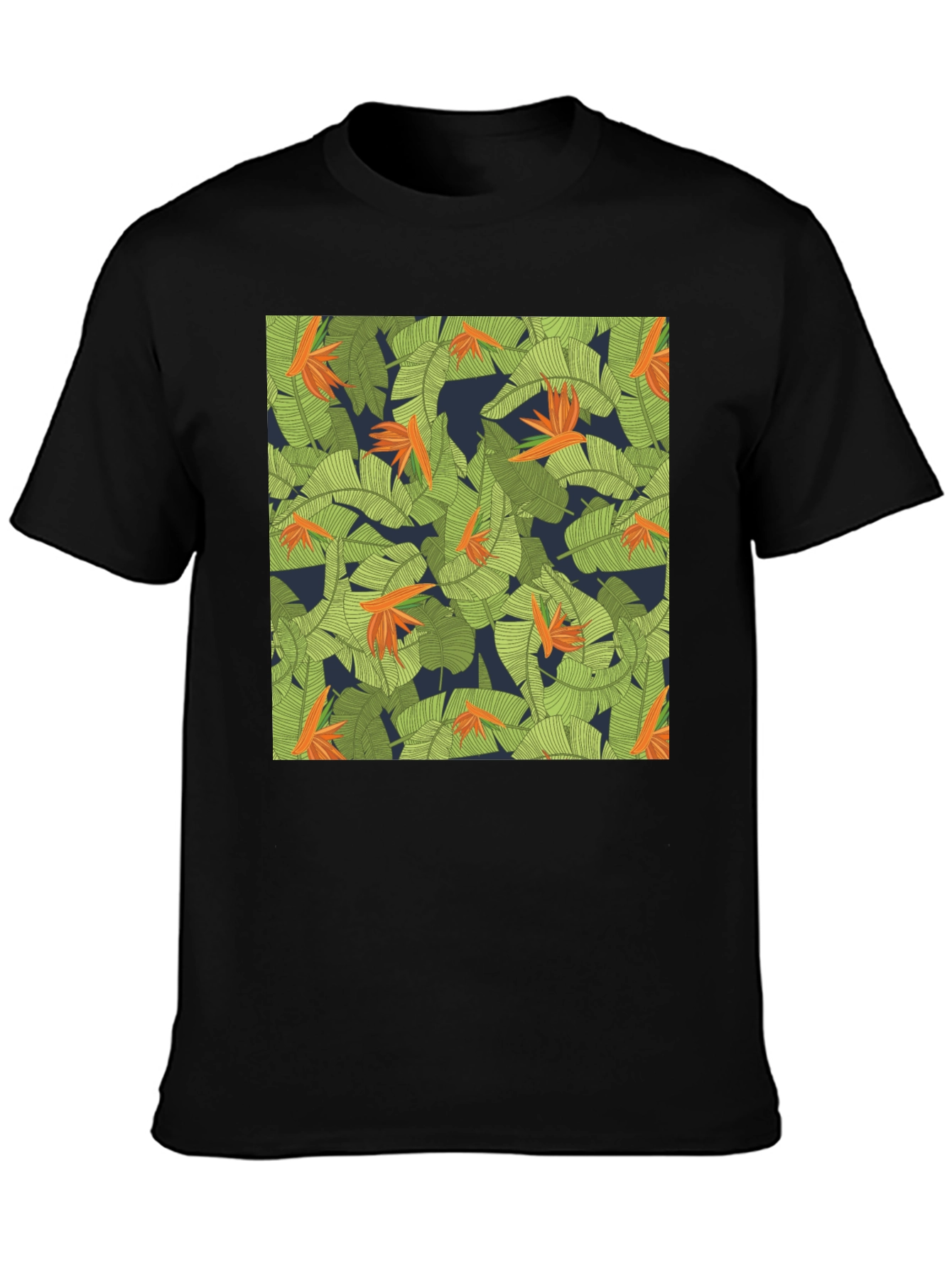 Black Tropical Floral Print T-Shirt view 3