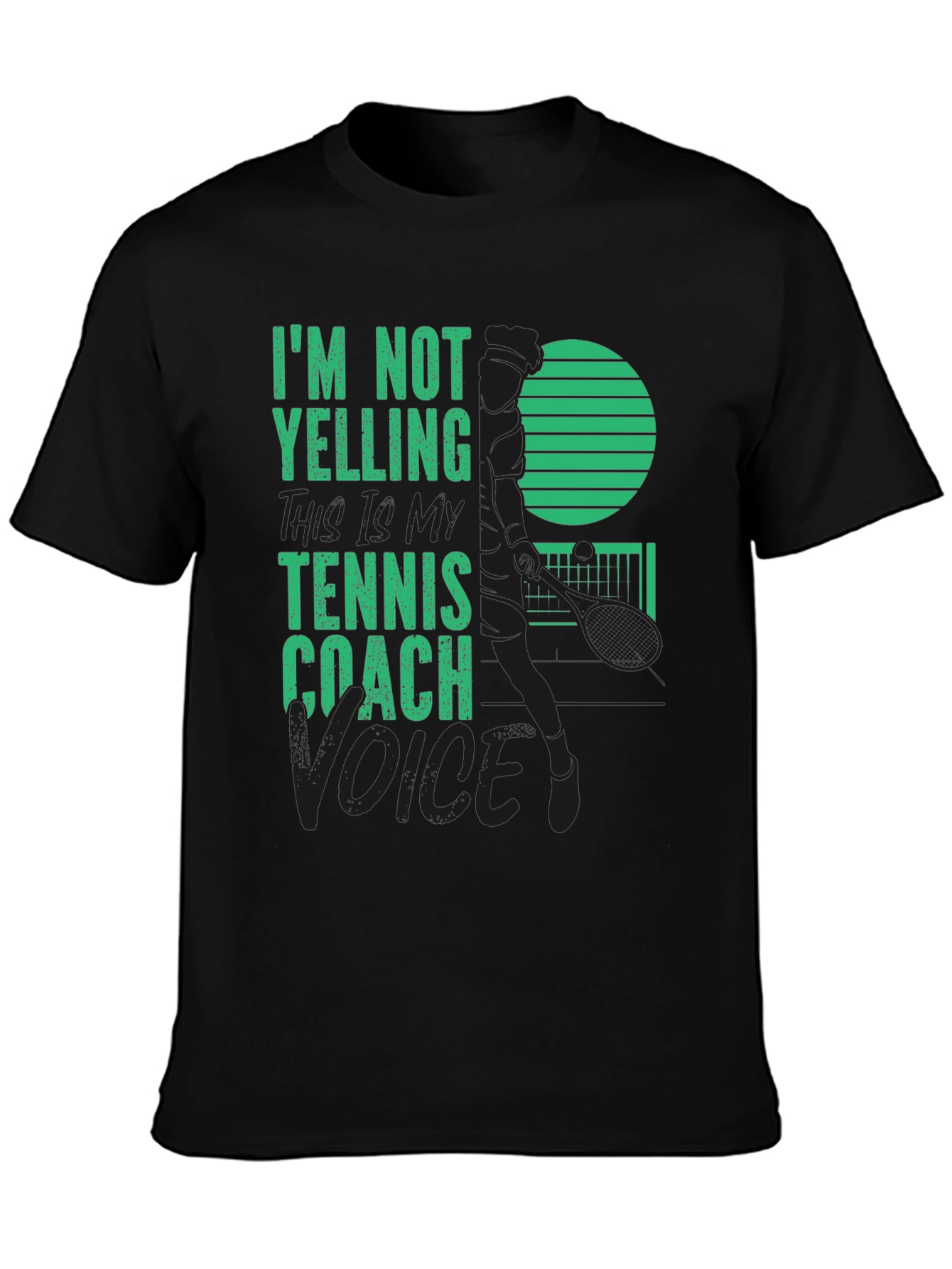 Black Tennis Coach T-Shirt - I'm Not Yelling view 3