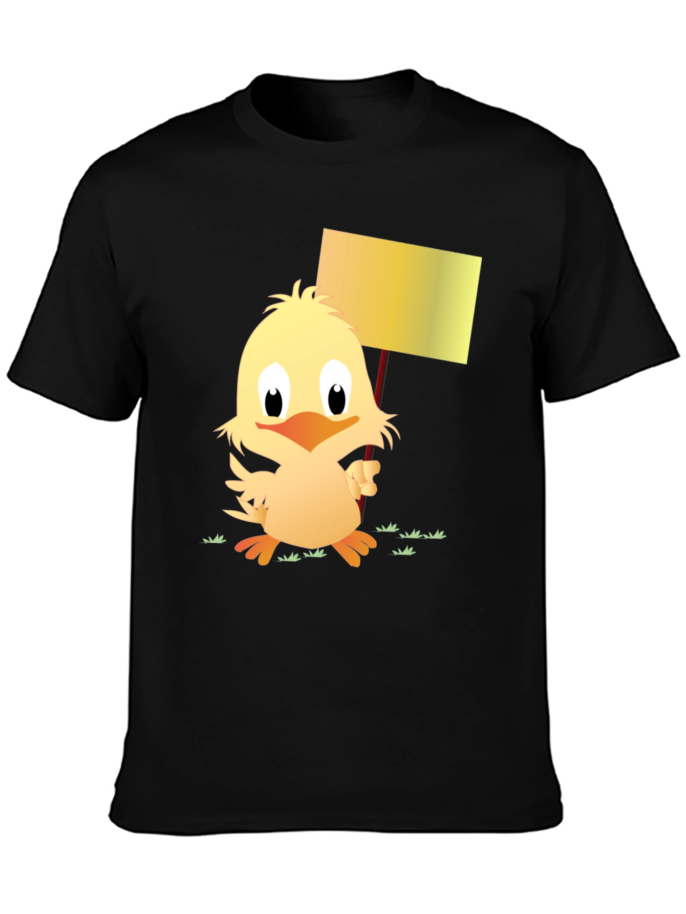 Black Cute Chick Holding Sign Black T-Shirt view 3