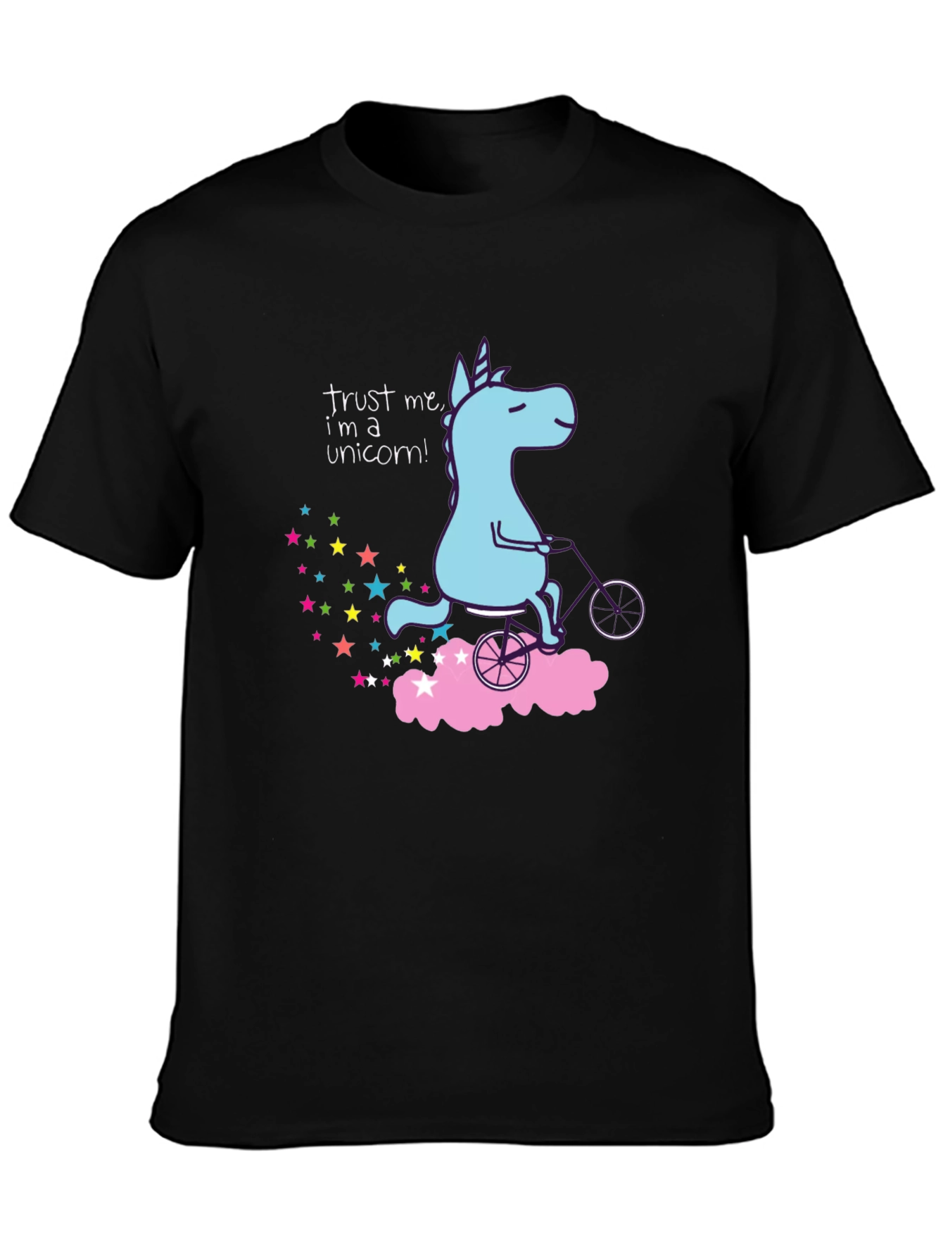 Black Unicorn on Bike Graphic Tee - Trust Me I'm a Unicorn! view 3