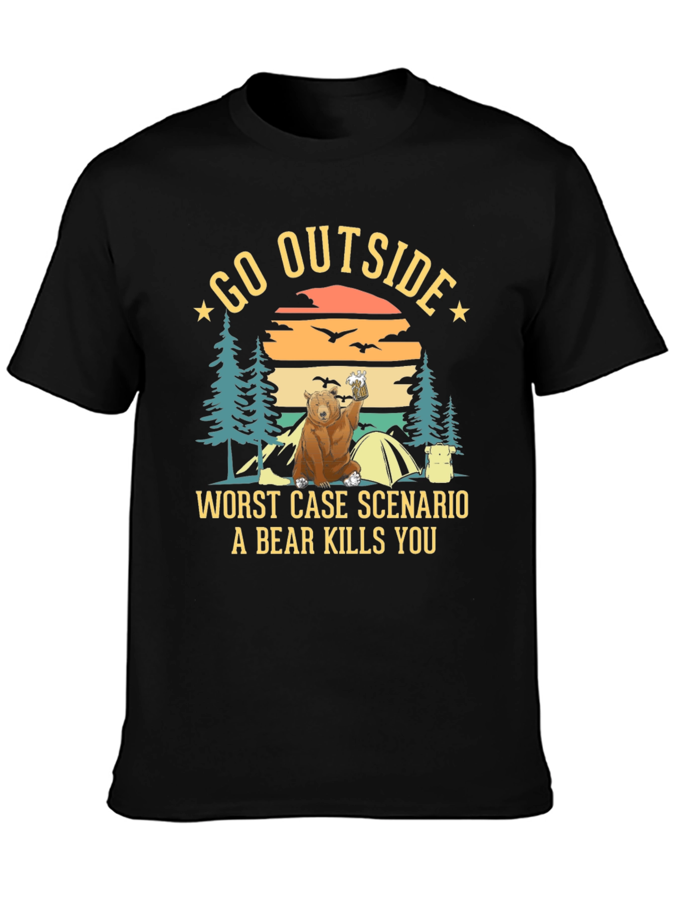 Black Go Outside Bear T-Shirt view 3