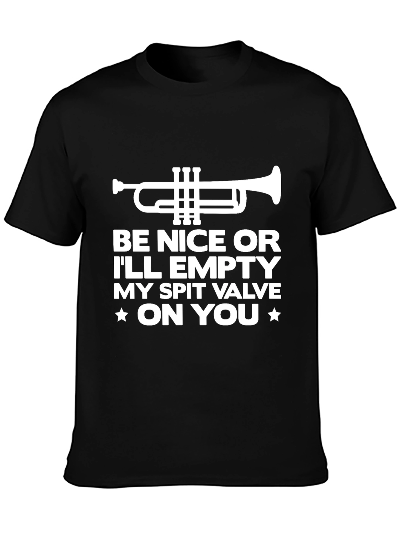 Black Funny Trumpet T-Shirt - Spit Valve Warning view 3
