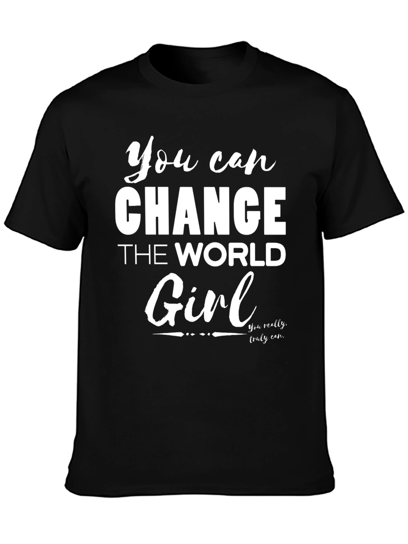 Black You Can Change the World Girl Black Tee view 3