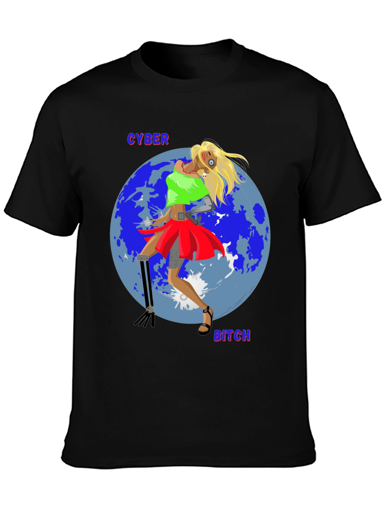 Black Cyber Bitch T-Shirt - Unique Graphic Tee view 3