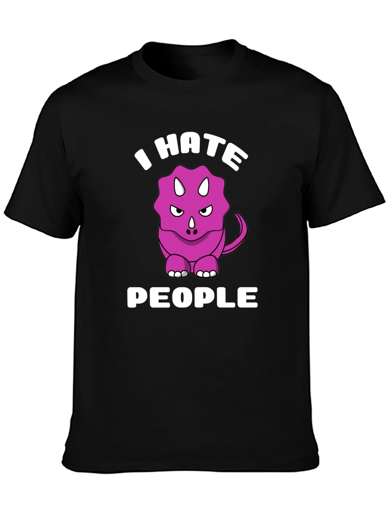 Black I Hate People Triceratops Graphic Tee view 3