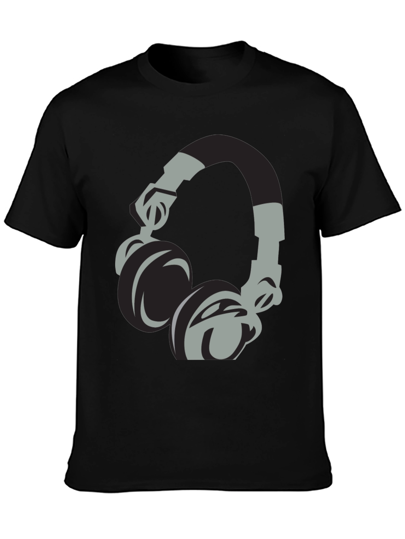 Black Cool Headphones Graphic T-Shirt - Black view 3