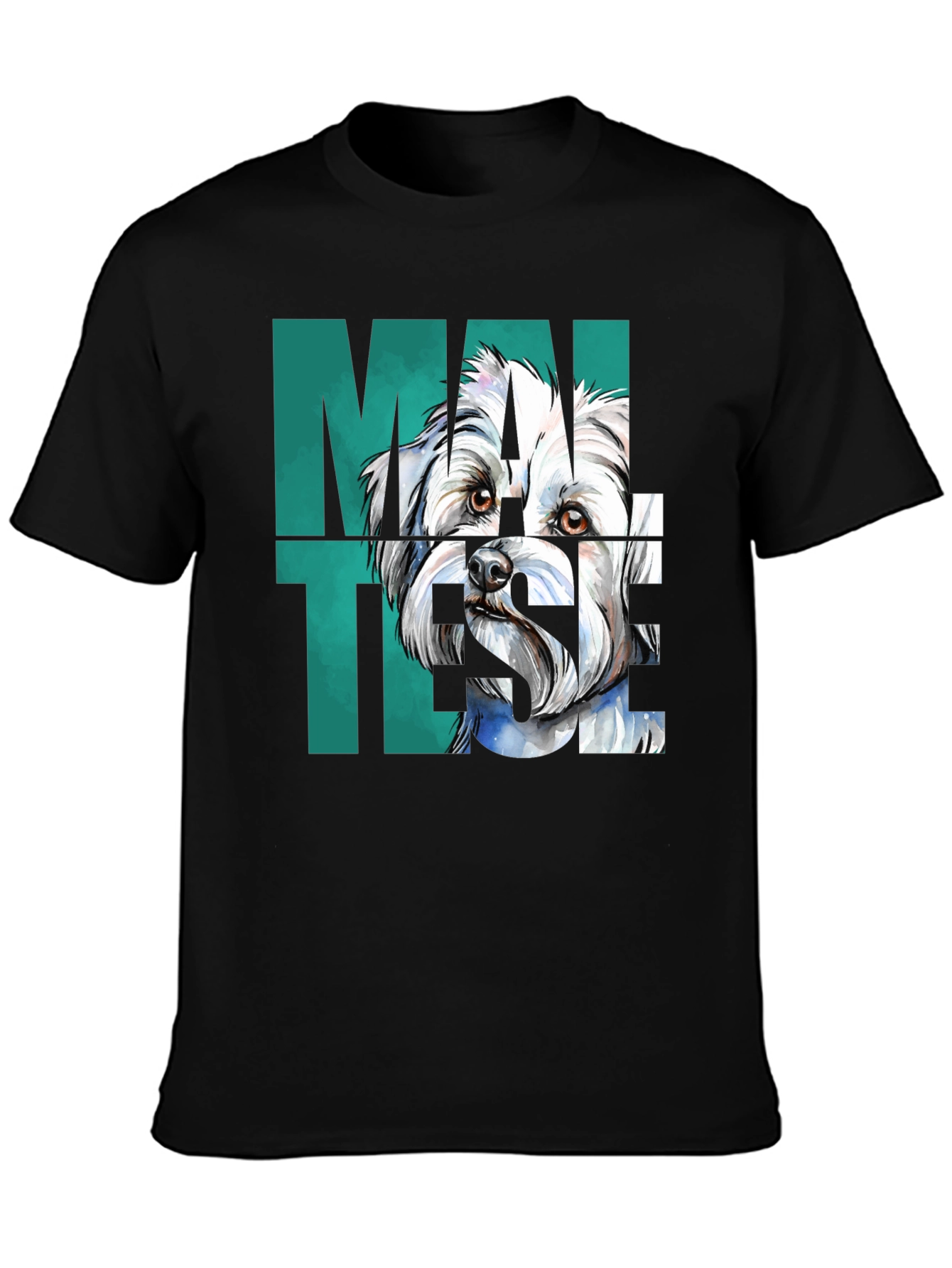 Black Maltese Dog Graphic Print T-Shirt - Cool Dog Lover Tee view 3