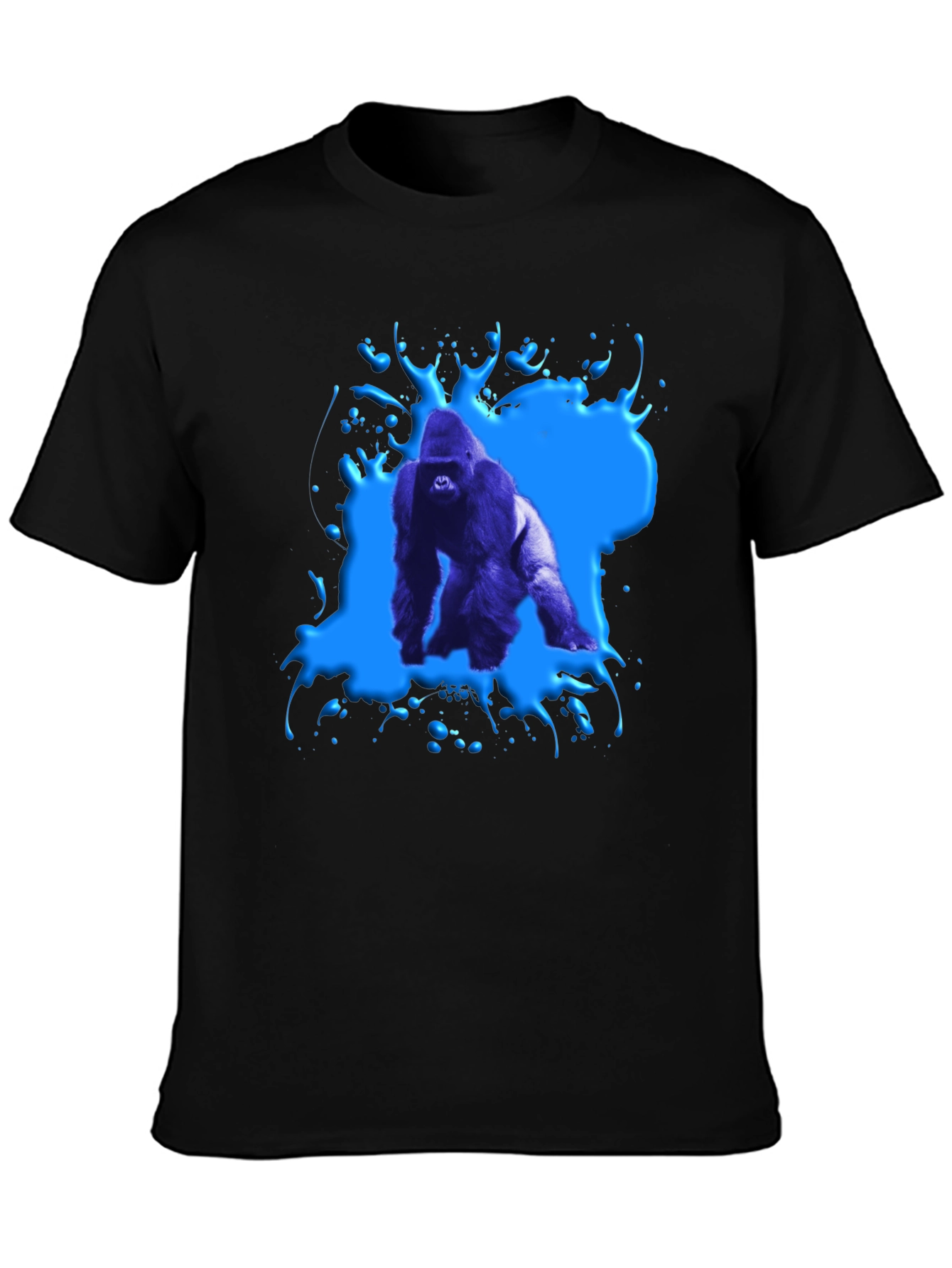 Black Gorilla Splash Graphic Tee - Bold Black T-Shirt view 3