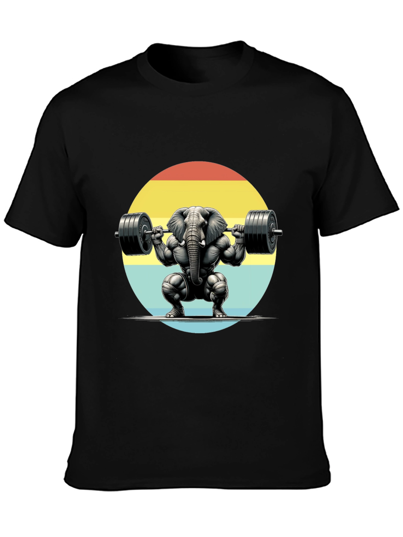 Black Elephant Gym T-Shirt - Weightlifting Animal Tee view 3