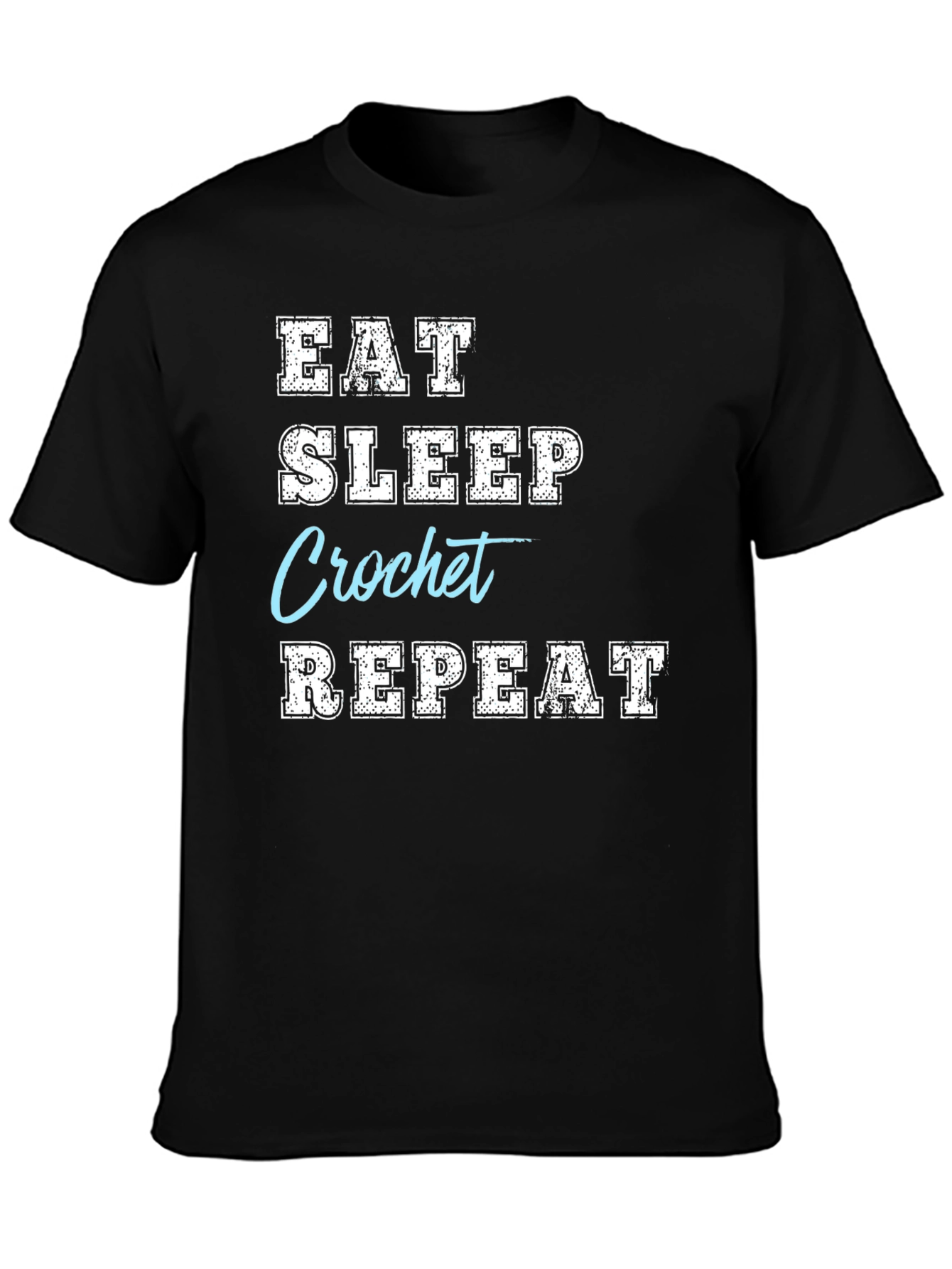 Black Eat Sleep Crochet Repeat T-Shirt view 3