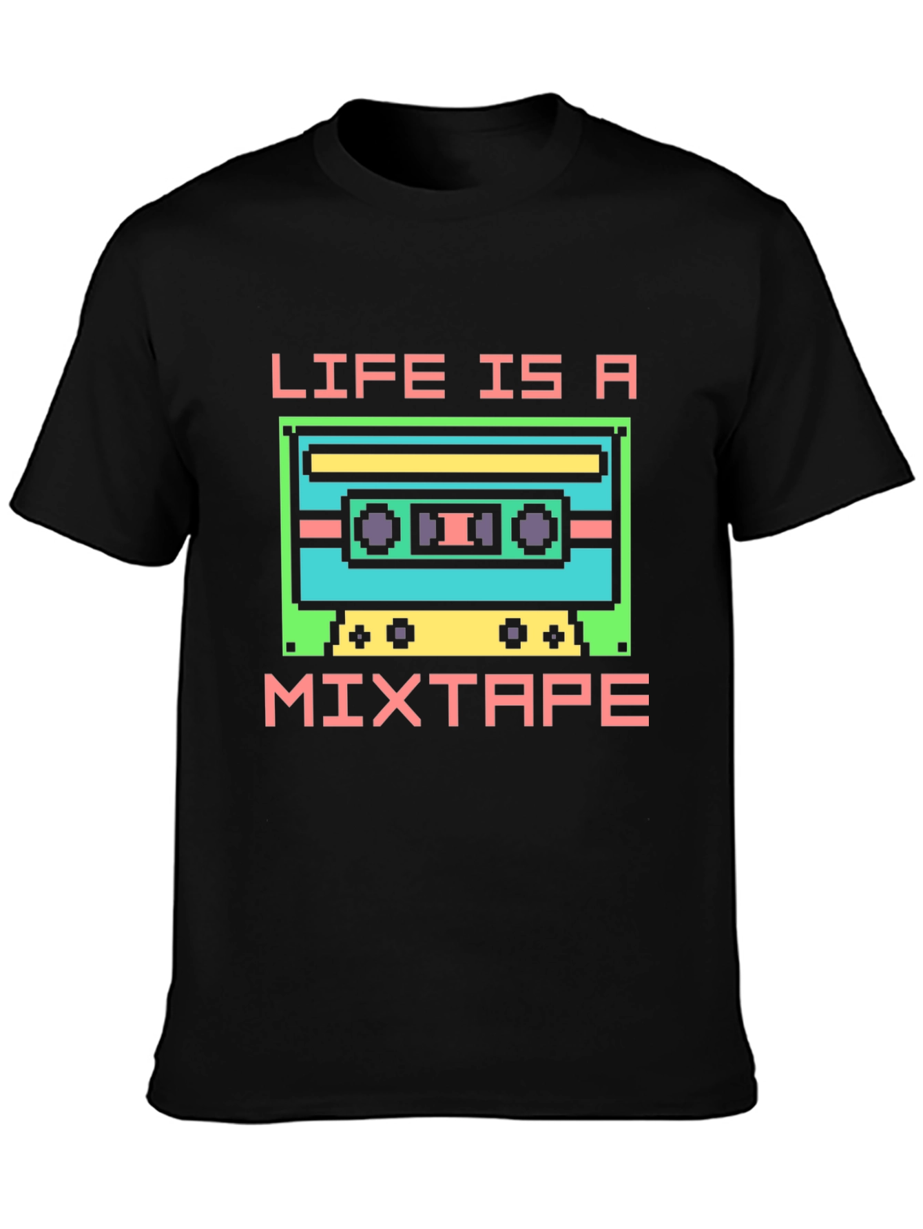 Black Life is a Mixtape Retro Pixel T-Shirt view 3