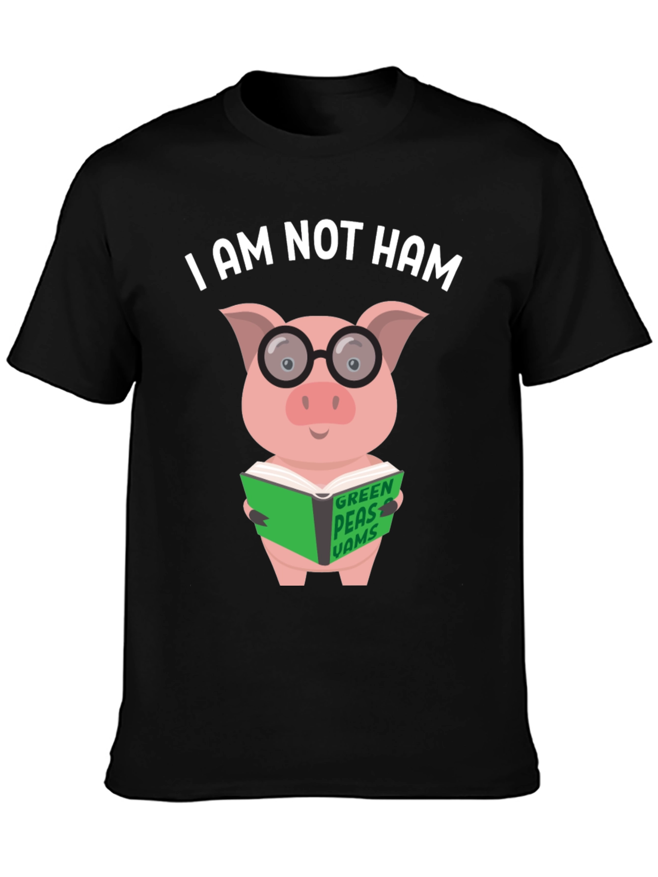 Black I Am Not Ham - Pig Reading Book T-Shirt view 3