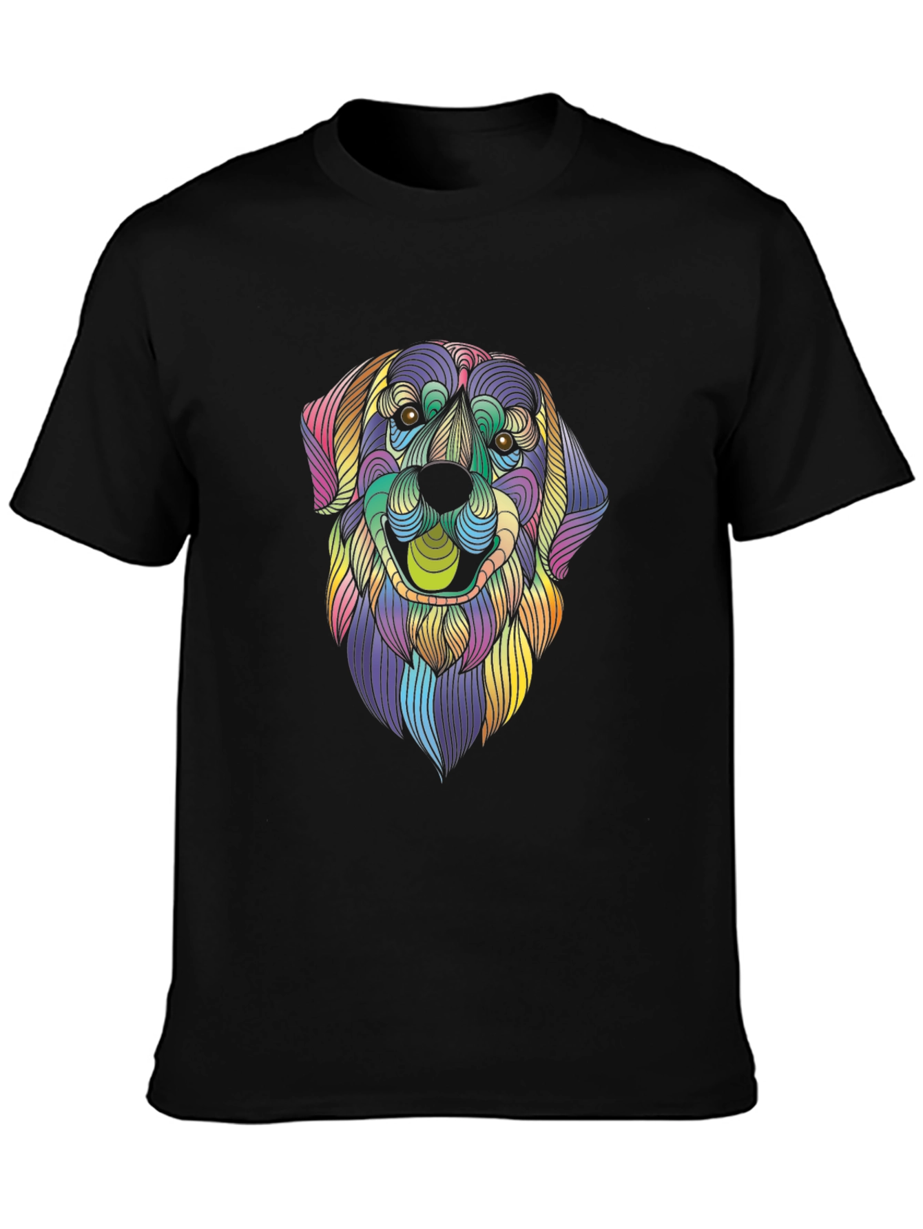 Black Colorful Dog Graphic T-Shirt view 3