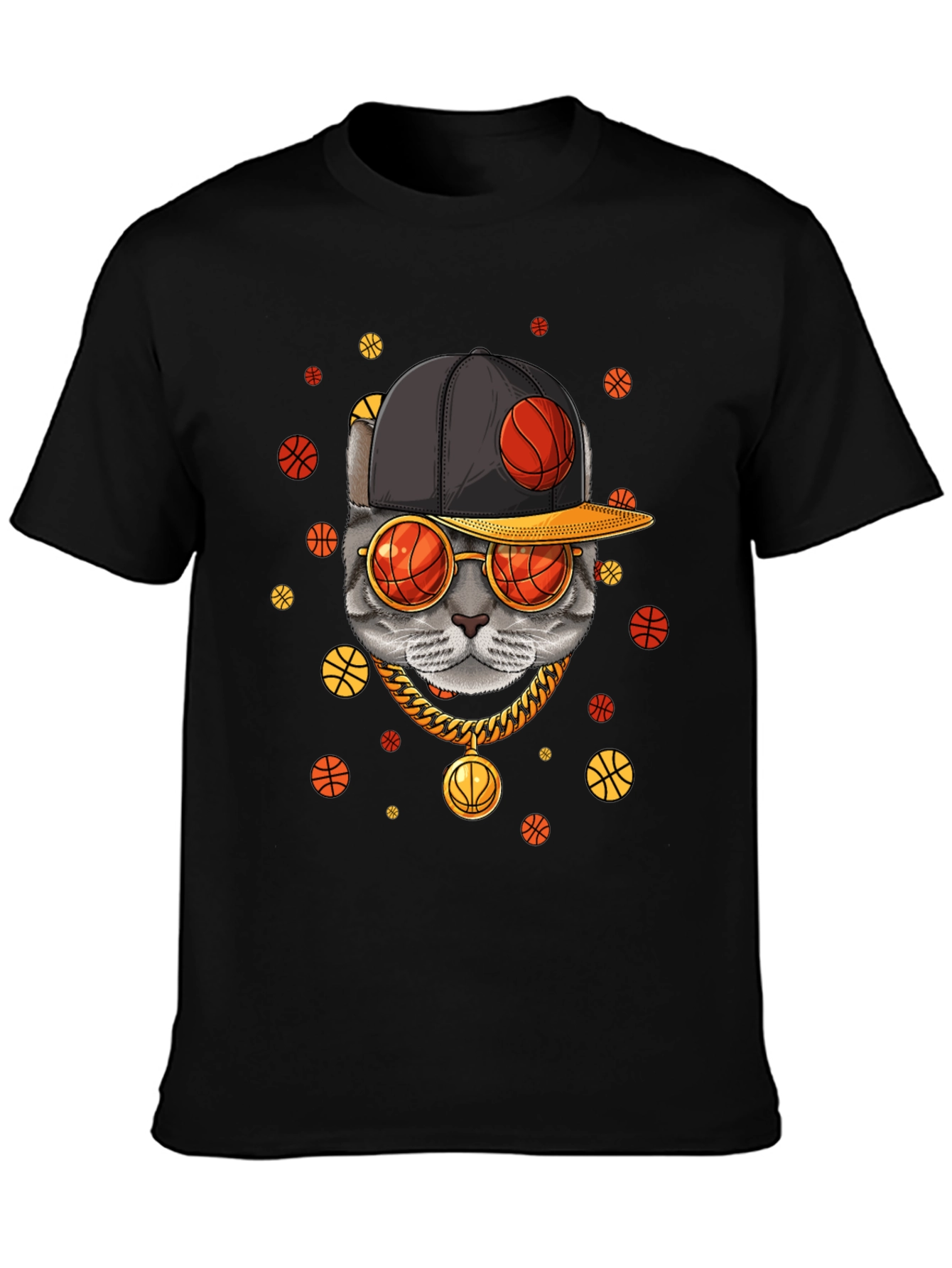 Black Cool Cat Basketball Graphic Tee view 3