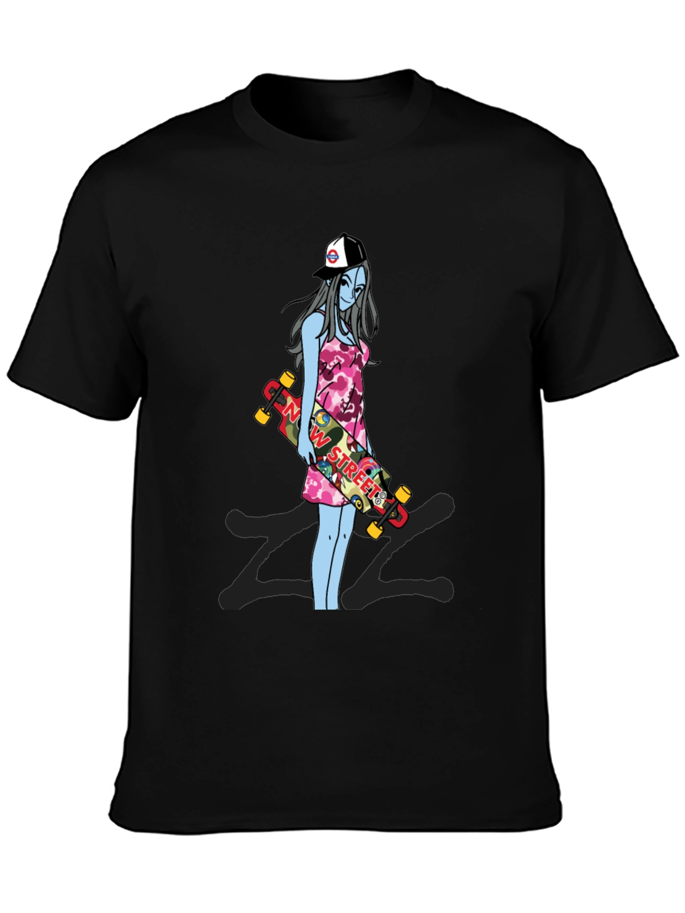 Black Skater Girl Graphic T-Shirt - Street Style Tee view 3