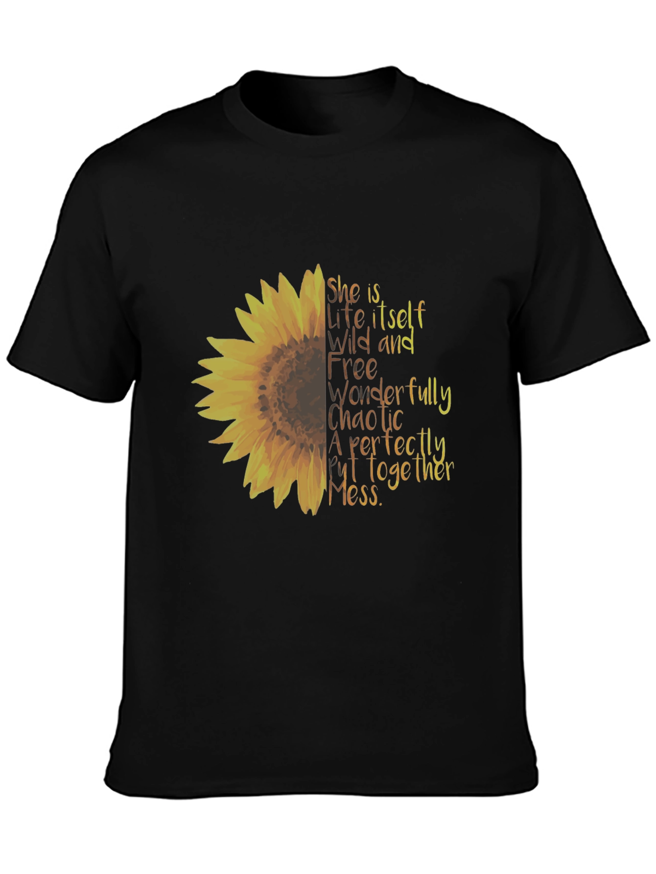 Black Sunflower Graphic Tee - Perfectly Chaotic Mess Shirt view 3