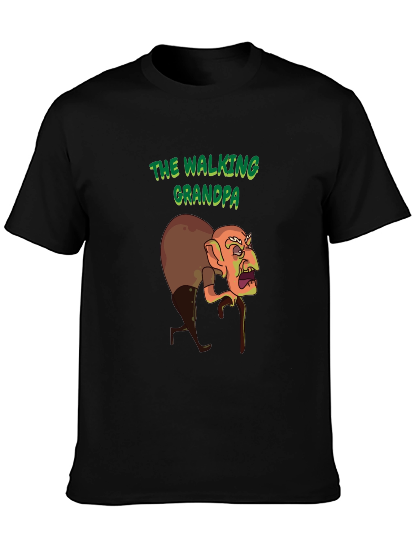 Black The Walking Grandpa Graphic T-Shirt view 3