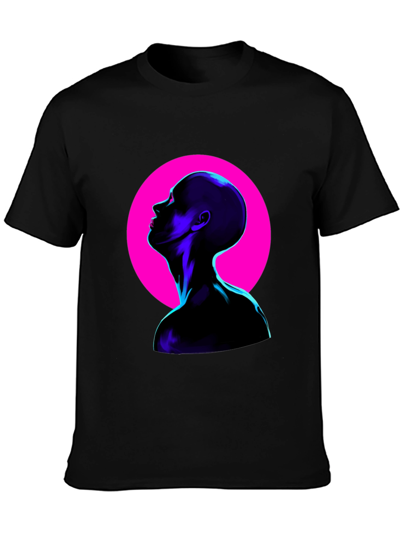 Black Cyberpunk Silhouette Graphic Tee - Bold Black view 3