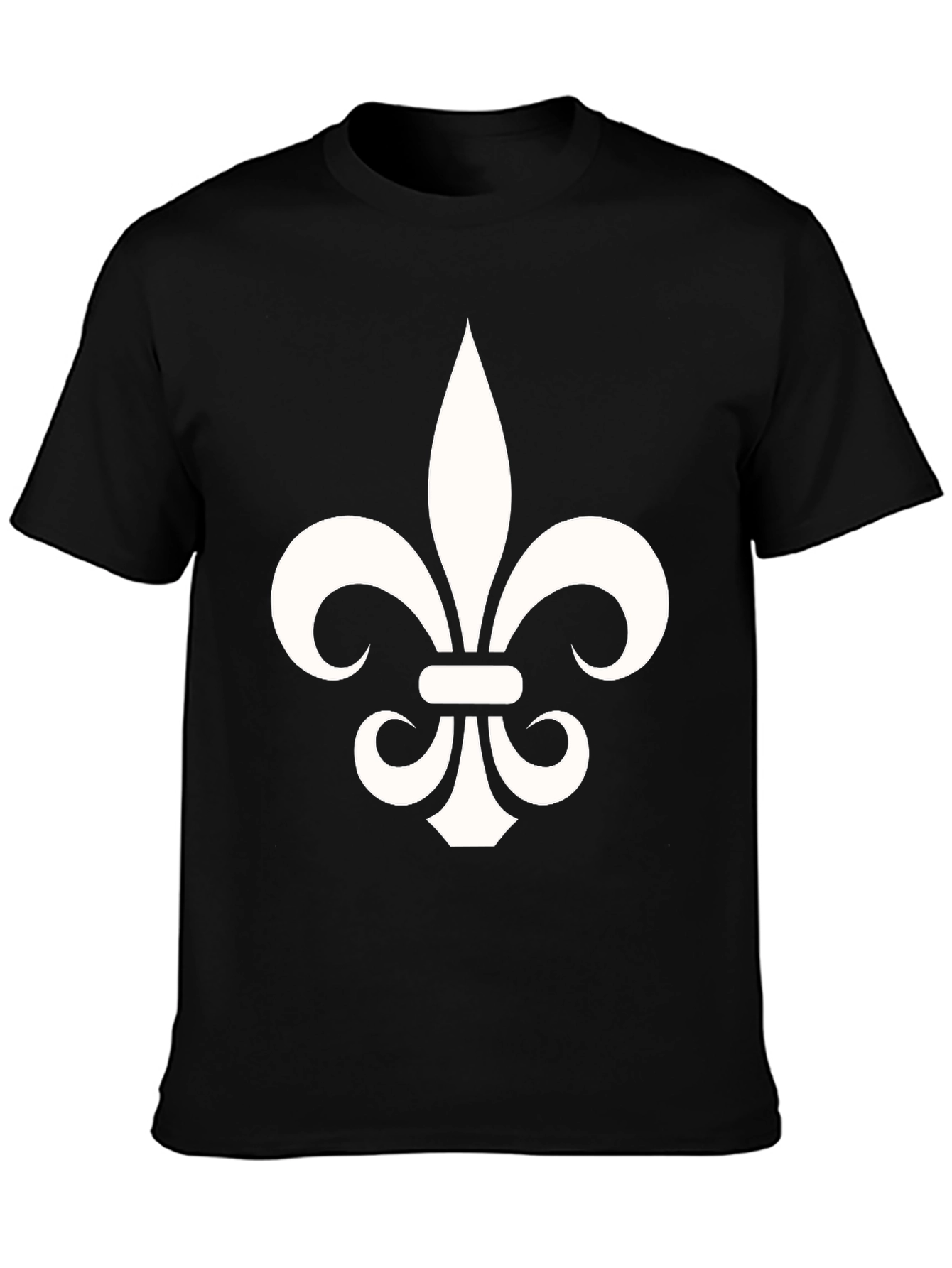 Black Fleur-de-Lis Graphic Tee - Black Cotton Blend T-Shirt view 3